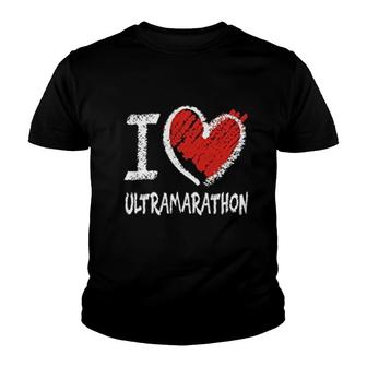 I Love Ultramarathon Chalk Style Youth T-shirt | Mazezy