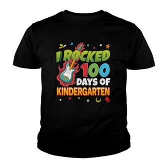 I Rocked 100 Days Of Kindergarten 100Th Day School Guitar Youth T-shirt | Mazezy