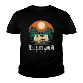 I Sleep Around Funny Sarcastic Camping Graphic For Campers Youth T-shirt | Mazezy