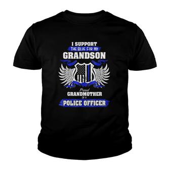 I Support The Blue-Police Officer Grandmother Gifts Youth T-shirt | Mazezy CA