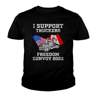 I Support Truckers Freedom Convoy 2022 Usa And Canada Youth T-shirt | Mazezy