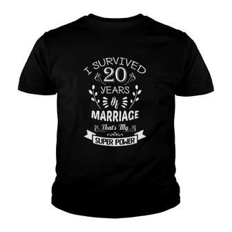 I Survived 20 Years Of Marriage Wedding Gift Youth T-shirt | Mazezy