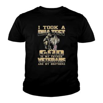 I Took A Dna Test God Is My Father Veterans On Back Youth T-shirt | Mazezy