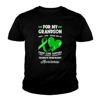 I Wear Green For My Grandson Tbi Brain Injury Awareness Youth T-shirt | Mazezy
