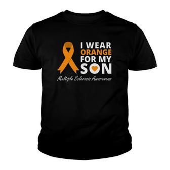 I Wear Orange For My Son Ms Awareness Ribbon Youth T-shirt | Mazezy