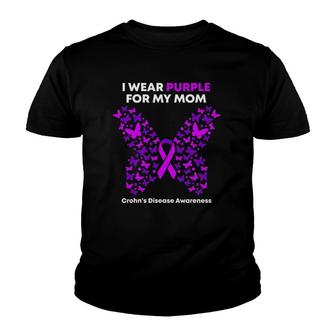 I Wear Purple For My Mom Crohn's Disease Awareness Youth T-shirt | Mazezy