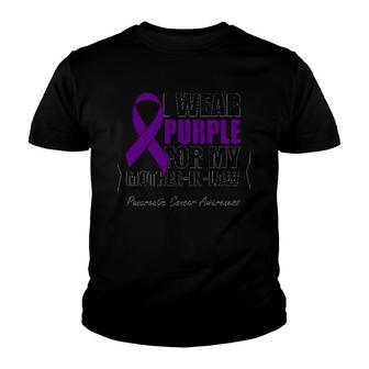 I Wear Purple For My Mother-In-Law Pancreatic Cancer Awareness Youth T-shirt | Mazezy