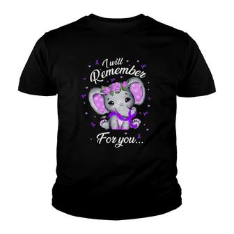 I Will Remember For You End Alzheimers Elephant Cute Youth T-shirt - Thegiftio UK