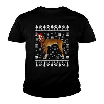 Ibizan Hound Dog Santa Hat Xmas Ugly Christmas Youth T-shirt | Mazezy