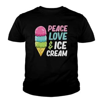Ice Cream Peace Love And Ice Cream Youth T-shirt | Mazezy