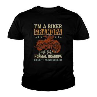 I'm A Biker Grandpa Retired Papa Retirement Men Biker Youth T-shirt | Mazezy