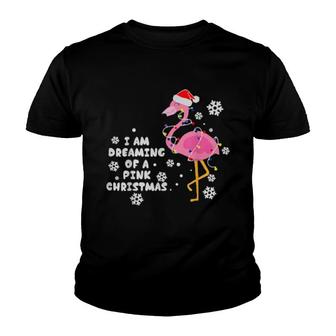 Im Dreaming Of A Pink Christmas Cute Flamingo Youth T-shirt - Thegiftio UK