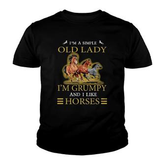 Im Simple Old Lady Grumpy Like Horse Youth T-shirt - Thegiftio UK