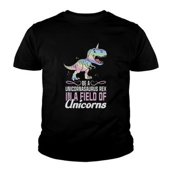 In A World Full Of Unicorns Be A Unicornasaurus Rex Dinosaur Youth T-shirt | Mazezy