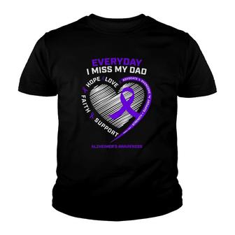 In Memory Dad Purple Alzheimer's Awareness Youth T-shirt | Mazezy