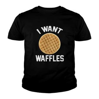 In Want Waffles Youth T-shirt | Mazezy