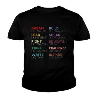 Inspirational Black History Leaders Youth T-shirt | Mazezy