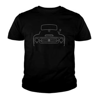 International Harvester Travelall R-110 Wagon White Outline Youth T-shirt | Mazezy