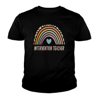 Intervention Teacher Gift Rainbow Leopard Youth T-shirt | Mazezy