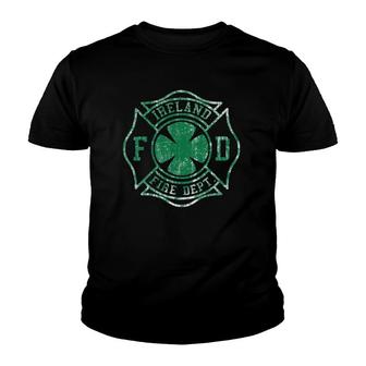 Ireland Fire Dept Irish Firefighter Youth T-shirt | Mazezy