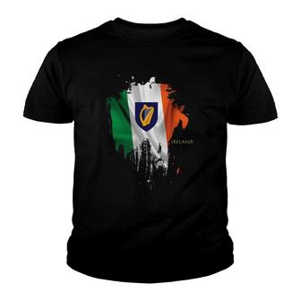 Ireland Flag And Coat Of Arms Youth T-shirt | Mazezy