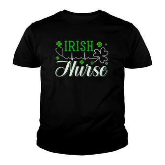 Irish Nurse Hearbeat Clover StPatricks Day Nursing Gift Youth T-shirt | Mazezy