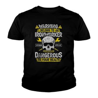 Ironworkers Wife Funny Vintage Skull Novelty Gag Zip Youth T-shirt | Mazezy