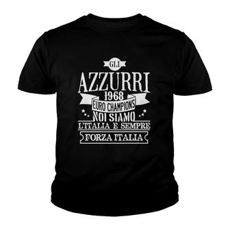 Italy Italian Vintage Gli Azzurri Forza Italia Magliette Youth T-shirt | Mazezy