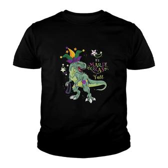 Its Mardi Grass Funny Dinosaur Youth T-shirt | Mazezy