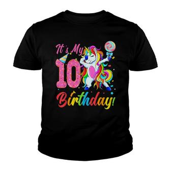 Its My 10Th Birthday Happy 10Th Birthday Unicorn Dabbing Youth T-shirt - Thegiftio UK