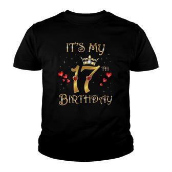 Its My 17Th Birthday 17 Years Old 17Th Birthday Queen Youth T-shirt - Thegiftio UK
