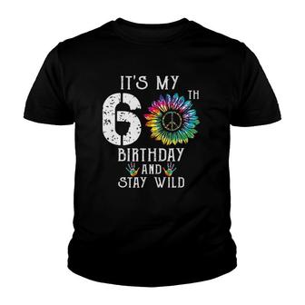 It's My 60Th Birthday Hippie Peace Sign Tie Dye 60 Years Old Youth T-shirt | Mazezy