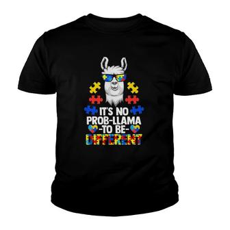 It's No Prob-Llama To Be Different Autism Women Gift Youth T-shirt | Mazezy