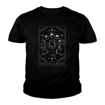 Its Only A Phase Moon Phases Crescent Moon Tarot Card Youth T-shirt | Mazezy