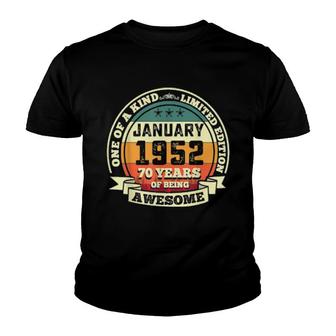 January 1952 70Th Birthday 70 Years Of Being Awesome Youth T-shirt | Mazezy