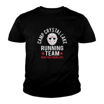 Jason Voorhees Camp Crystal Lake Running Team Run For Your Life Ladies Youth T-shirt | Mazezy