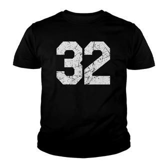 Jersey Uniform Number 32 Athletic Style Sports Back Graphic Youth T-shirt | Mazezy