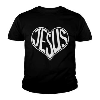 Jesus Heart God Believer Gift Youth T-shirt | Mazezy