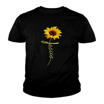 Jesus Sunflower Christian Gift Youth T-shirt | Mazezy