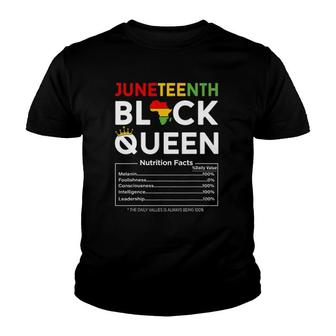 Juneteenth Womens Black Queen Nutritional Facts 4Th Of July Youth T-shirt | Mazezy DE