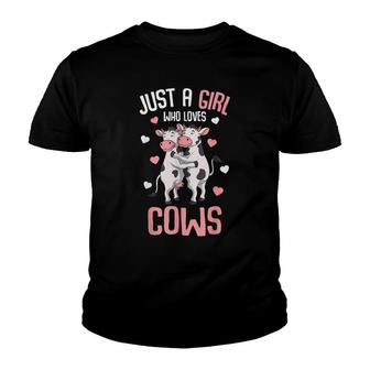 Just A Girl Who Loves Cows Farmers Cow Lover Kids Girls Youth T-shirt - Seseable