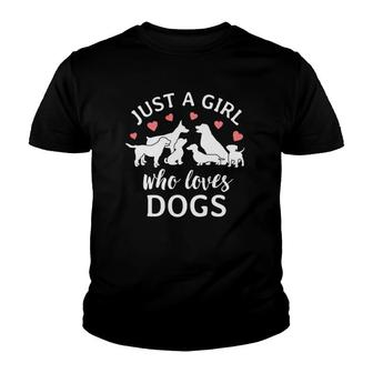 Just A Girl Who Loves Dogs Cute Dog Mom Youth T-shirt | Mazezy