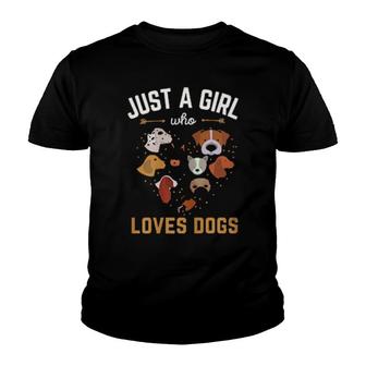Just A Girl Who Loves Dogs Cute Puppy Mom Pet Owner Youth T-shirt | Mazezy