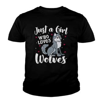 Just A Girl Who Loves Wolf Wolves Women Gift Mom Lover Youth T-shirt | Mazezy