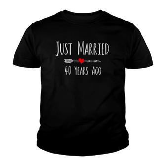 Just Married 40 Years Ago Husband Wife Anniversary Gift Youth T-shirt | Mazezy