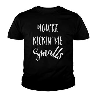 Kickin' Me Smalls Funny Pregnancy Announcing Baby Youth T-shirt | Mazezy