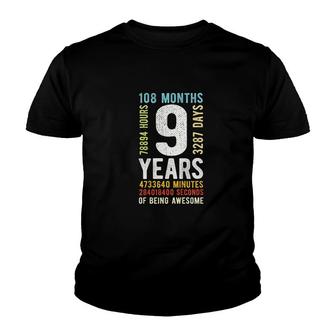 Kids 9th Birthday 9 Years Old Vintage Retro 108 Months Youth T-shirt - Seseable