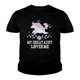 Kids My Great Aunt Loves Me Grand Niece Unicorn Youth T-shirt | Mazezy