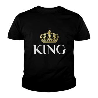 King Queen Matching Couple Set V2 Youth T-shirt - Thegiftio UK