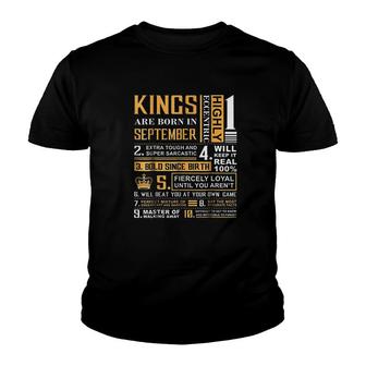 Kings Are Born In September Youth T-shirt | Mazezy